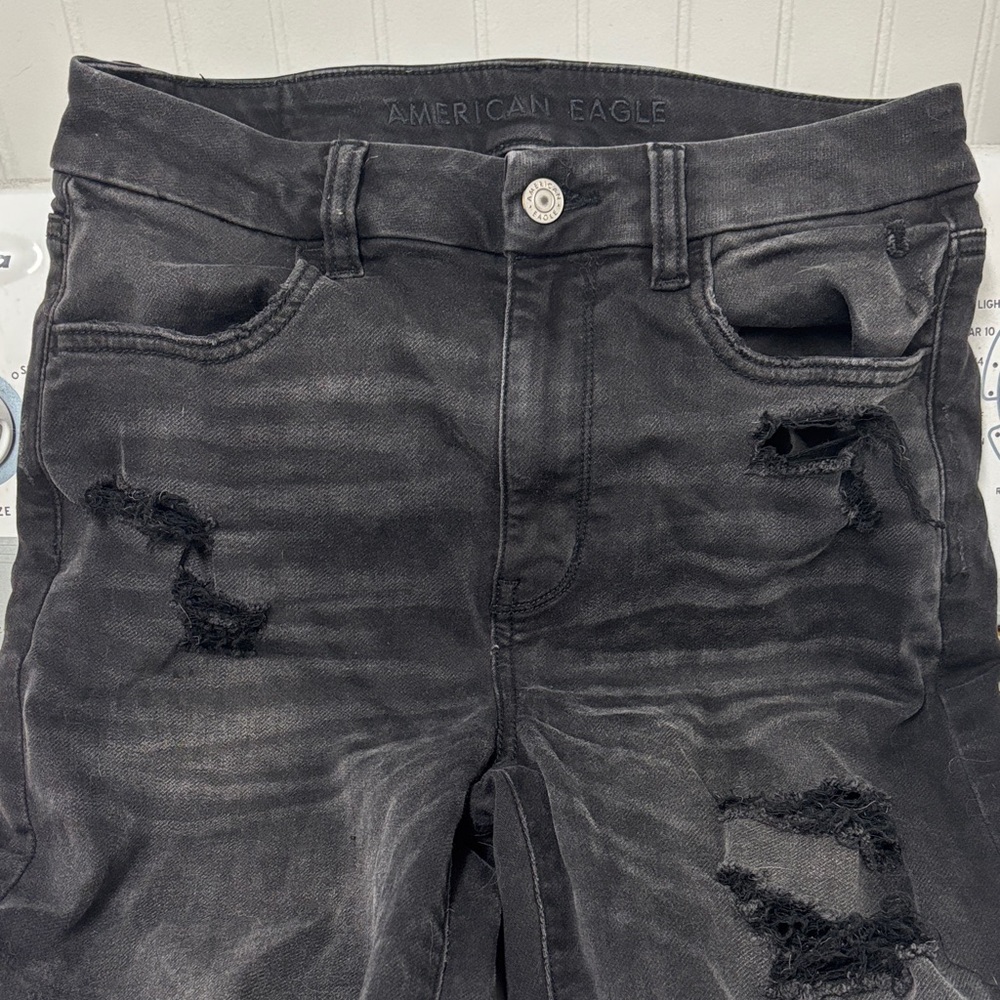 American Eagle Charcoal Distressed Jeans